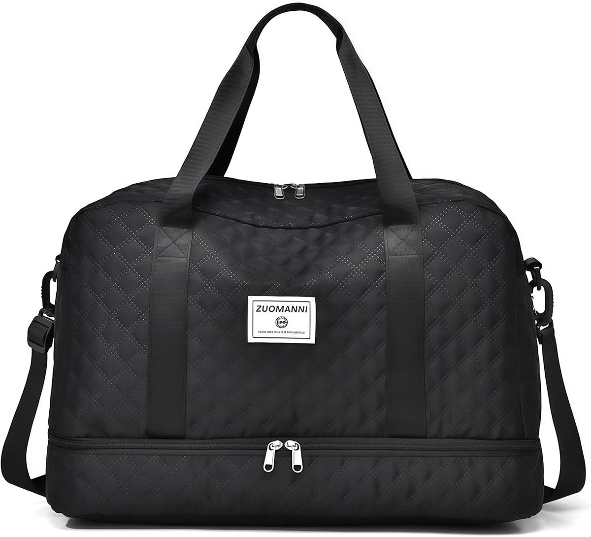 SnelShoppen - Travel Bag voor Vrouwen, Sporttas, 50 x 30 x 25 cm, Handbagage, Weekendtas, Zwemtas, Waterdicht, Fitness Bag, Zwart, Ideaal voor Reis, G
