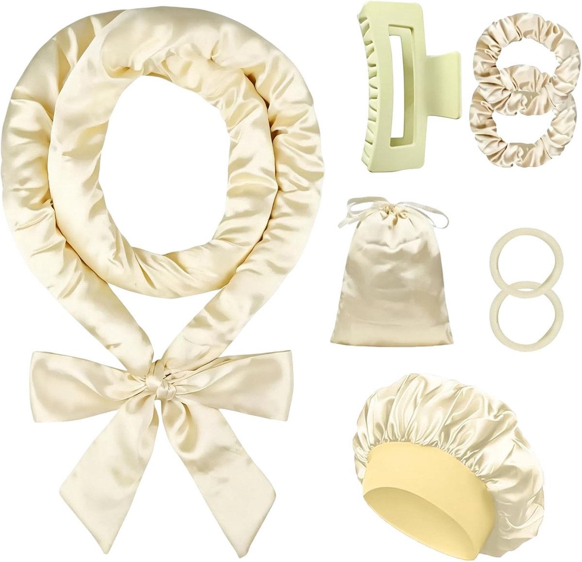 SnelShoppen - Heatless Curls Haarband 70 Inch - 9 Stuks Curlers - Nachtkrullen zonder Hitte - DIY Haarstijlset met Hoed voor Lang en Middenhaar