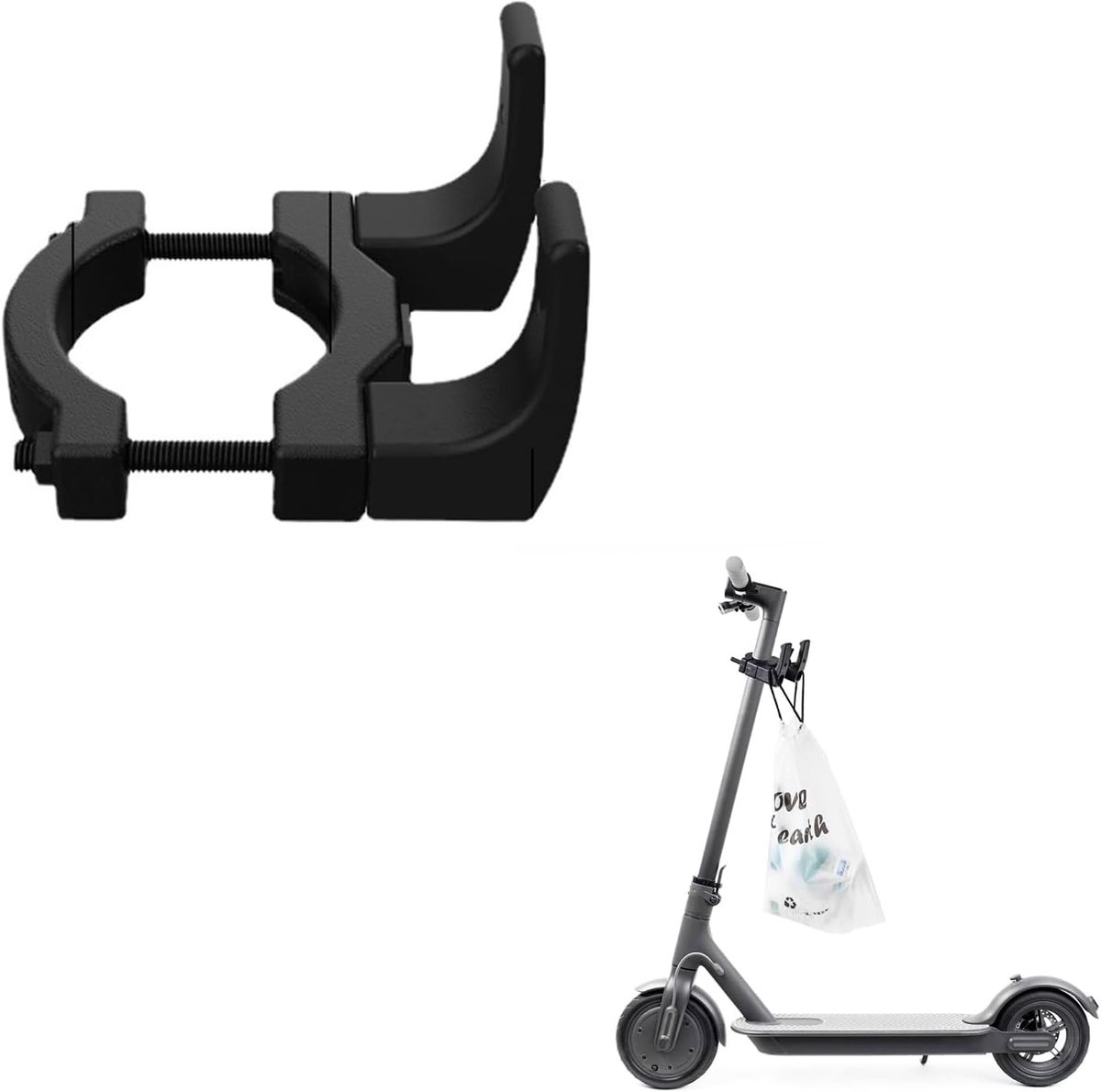 SnelShoppen - Multifuntionele Hook en Elektrische Accessoires voor E-Scooter - Antislip Haak voor Scooters met 2-4.8 cm Rod Diameter - Dubbele Haak -