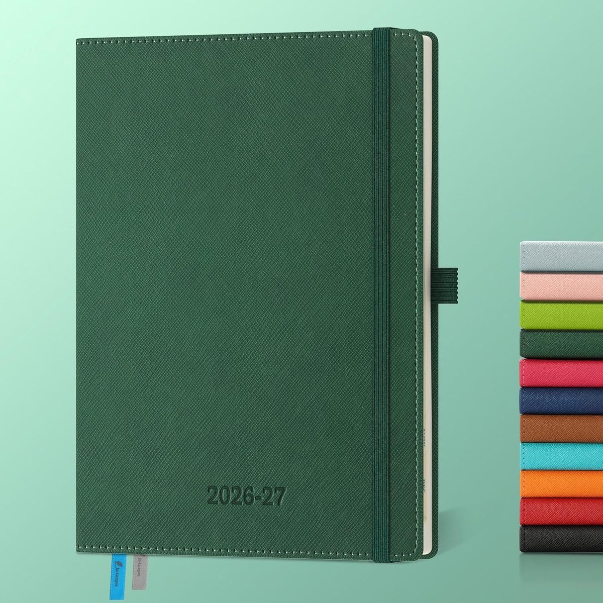 SnelShoppen - Agenda 2026 2027 - Weekly Planner A5 - 18 Maanden - PU Leer - Groene Notitieboek - Horizontale Planner met Weekoverzicht - Ideaal voor O