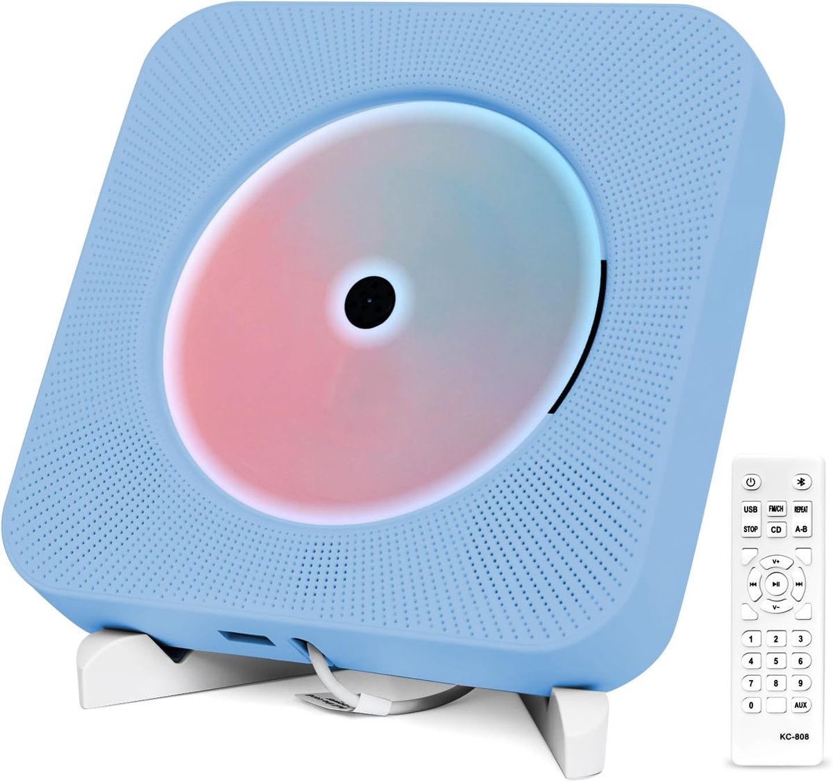 SnelShoppen - Kpop Draagbare Desktop CD Speler met Bluetooth, Wandmontage, Ingebouwde Dual HiFi Speaker, Multifunctioneel met Afstandsbediening (Blauw