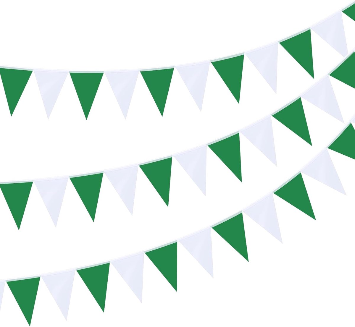 SnelShoppen - Groen-Wit Vlaggenslinger 20m - Weerbestendige Polyester Slinger voor Buiten - Feestdecoratie Verjaardag, Bruiloft, Schietfestival - Vlag