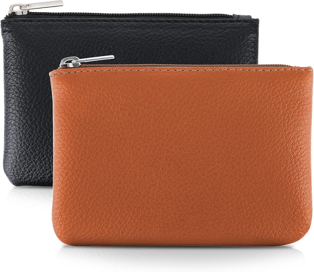 Thijox - 2 Stuks PU Lychee Patroon Rits Portemonnee Mini Verandering Portemonnee voor Vrouwen - Draagbare Coin Pocket met Creditcard ID Sleutel Hoofdt