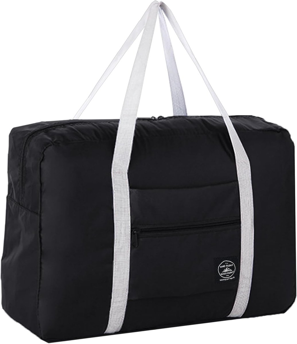 Thijox - Opvouwbare Reistas 2 Stuks - Draagtas Handbagage Sporttas Waterafstotend Weekendtas Zwart voor Dames en Heren - Perfect voor Spirit Airlines