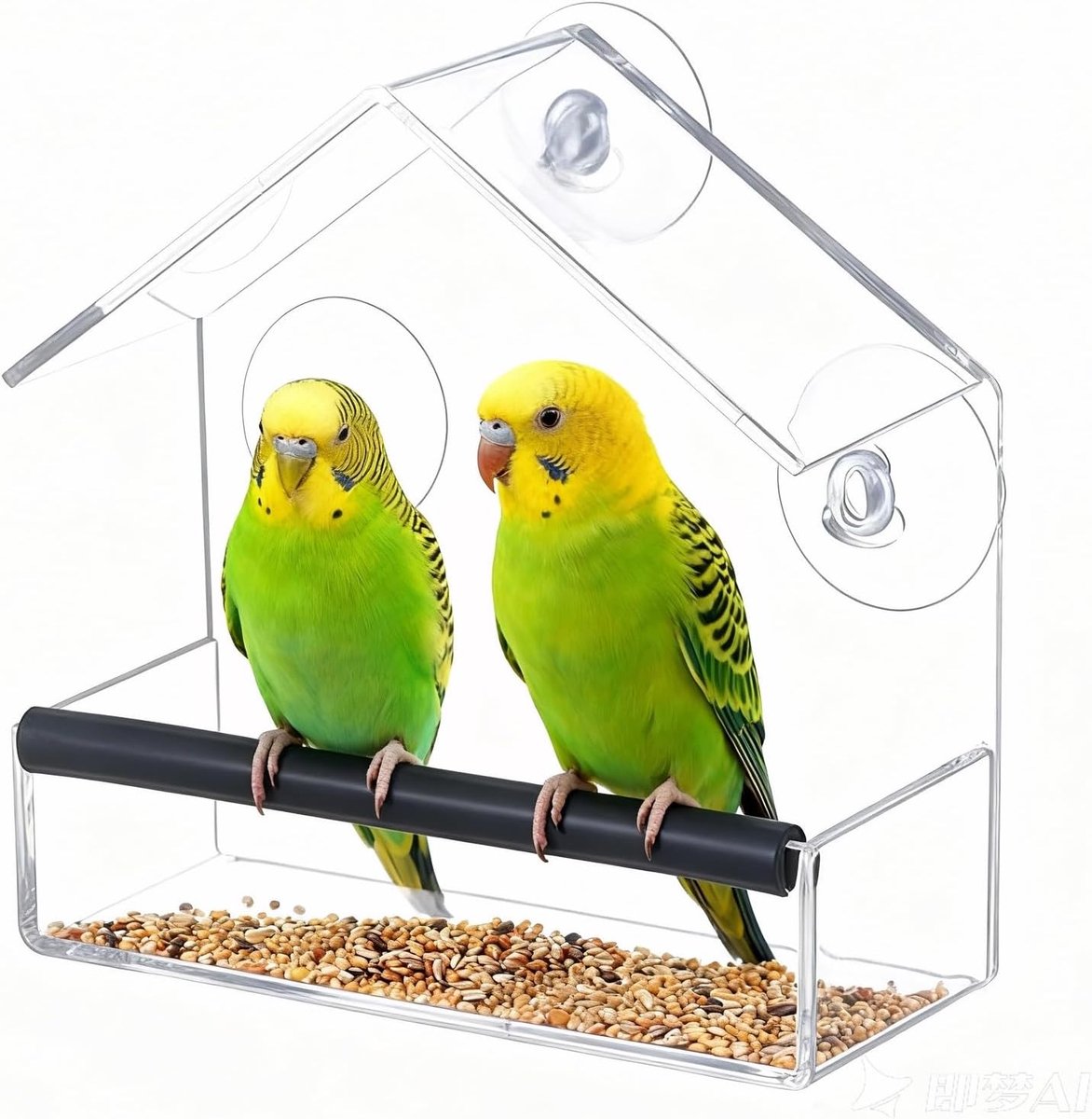 Thijox - Transparant Vogelhuisje voor Buiten, Acryl Raamvoerhuisje met Zuignappen, Ideaal voor Voeren van Vinken en Roodborstjes, 15,1 x 15,2 cm
