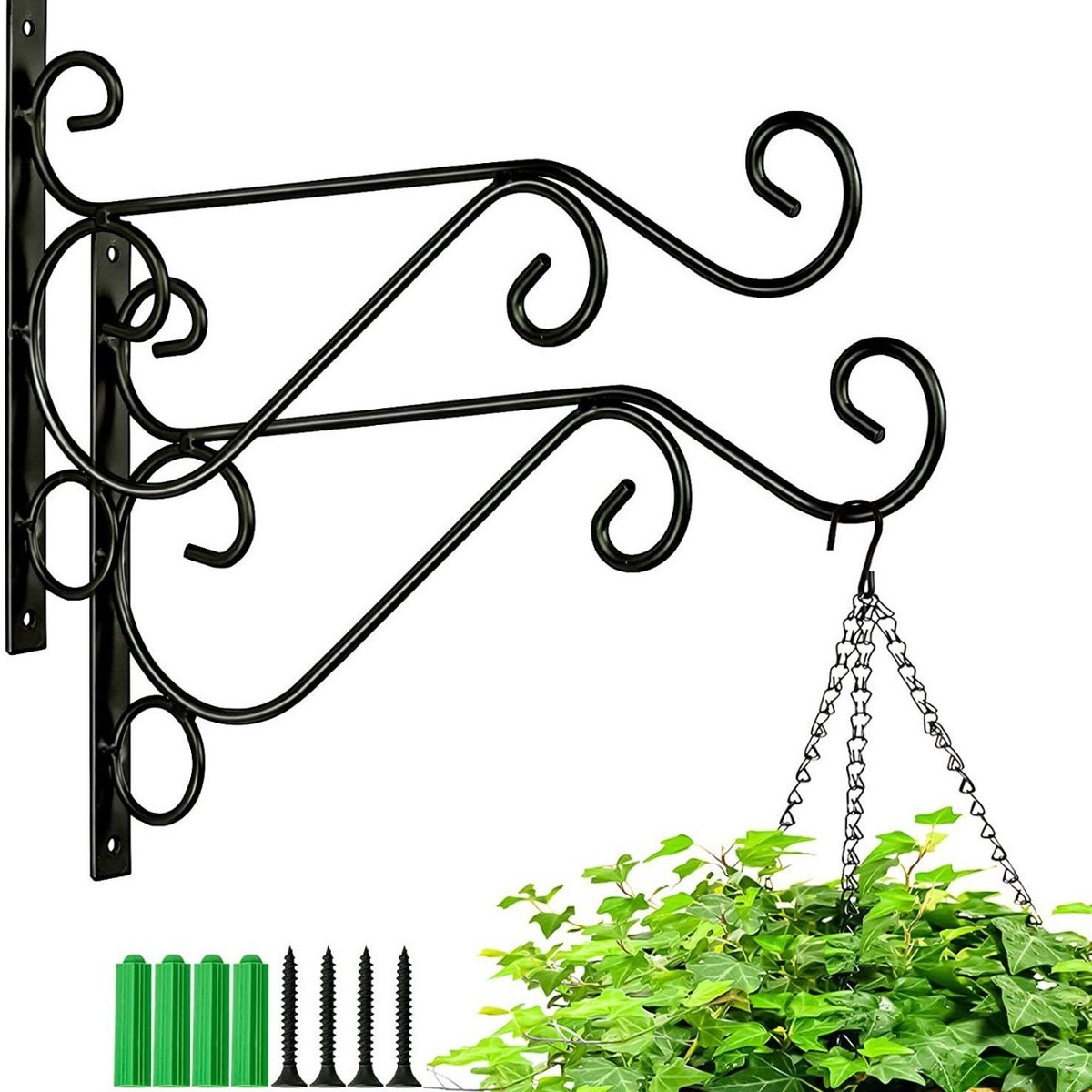 Plantenhaak - 2 stuks - 25cm - Bloemenhaak - Wandhaak - Plantenhanger - Muurhaak - Muurhaak voor planten - Muurhaak voor hanging basket - Geschikt voor Planten, Voederhuisjes, Windgongen, Lantaarns, Oliebrander