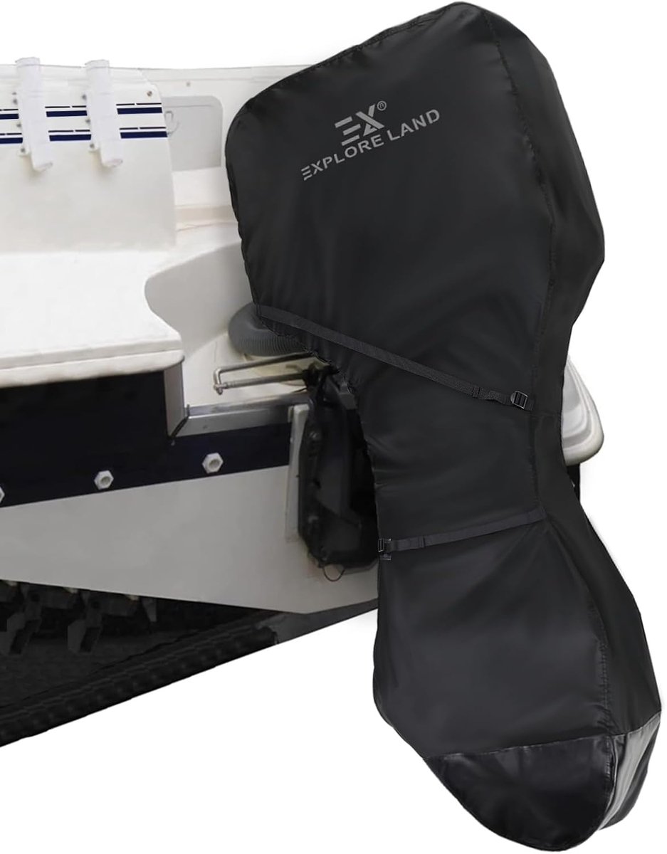 SnelShoppen - Lichtbestendige Buitenboordmotor Cover - Waterdichte 600D Polyester Motorhoezen tot 30 pk - Zwart - Bescherming tegen Weersomstandighede
