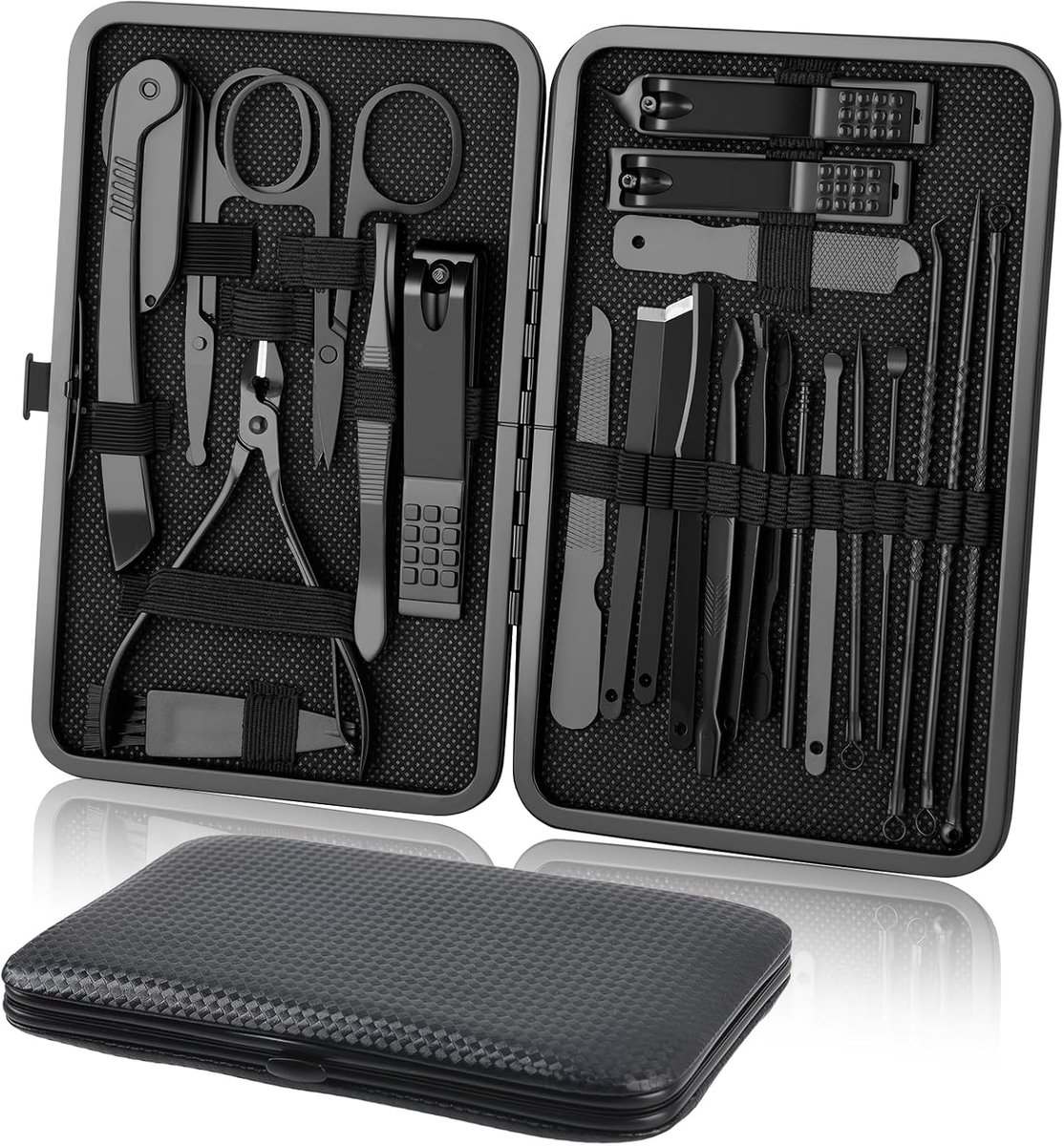 SnelShoppen - 24-delig Manicure Pedicure Set - Professionele Roestvrijstalen Nagelknipper & Voetverzorgingsset - Ideaal voor Thuis en Reizen - Perfect