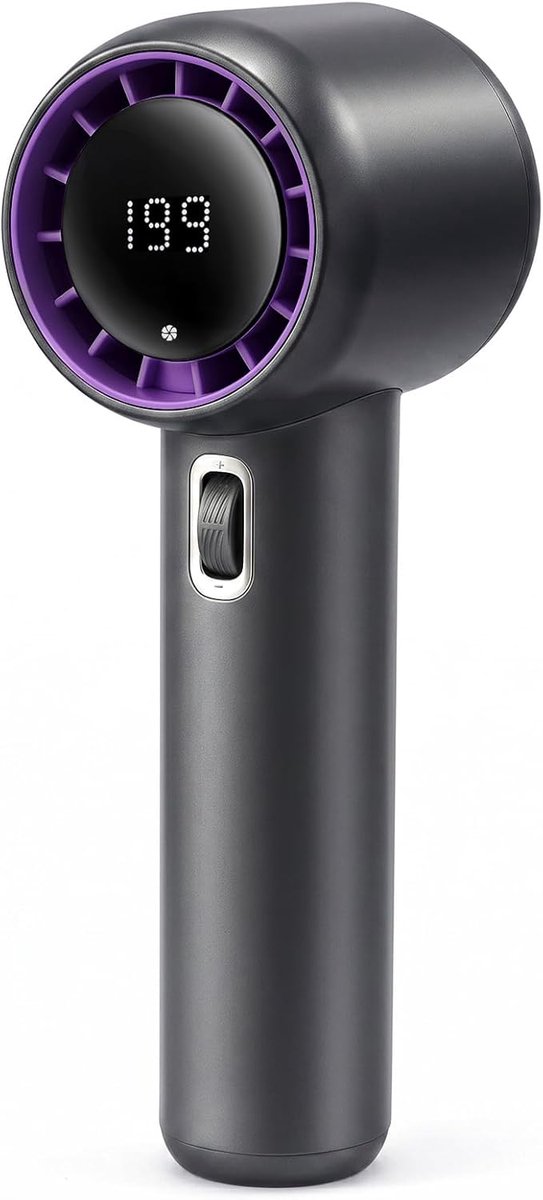 SnelShoppen - Draagbare Handventilator Grijs - Compacte Ventilator voor Zomer, Sport, Reizen, Feest en Tuin - Ideaal voor Onderweg, USB Oplaadbaar, L