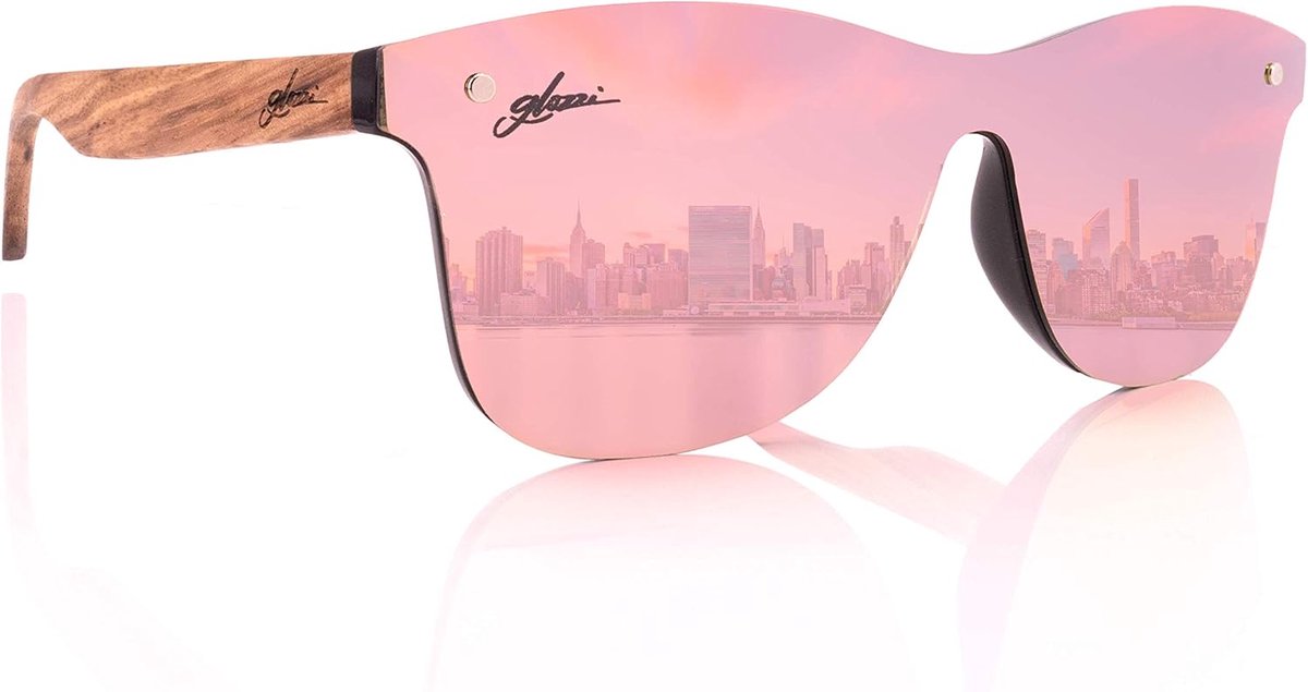 SnelShoppen - Houten Zonnebril Dames en Heren Gepolariseerd UV400 Lichte Zonnebril met Houten Pootjes en Kurk Brillenkoker - Perfect voor Zomer, Feest