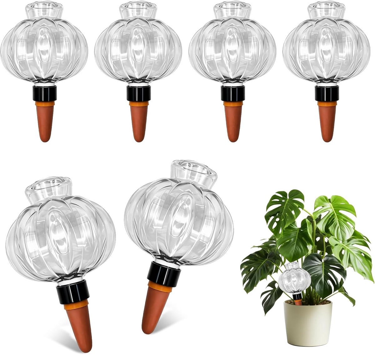 SnelShoppen - 6 Stuks Irrigatieballen voor Planten - 500 ml Automatische Waterballen voor Binnen en Buiten - Pompoen Design - Ideaal voor Potplanten,