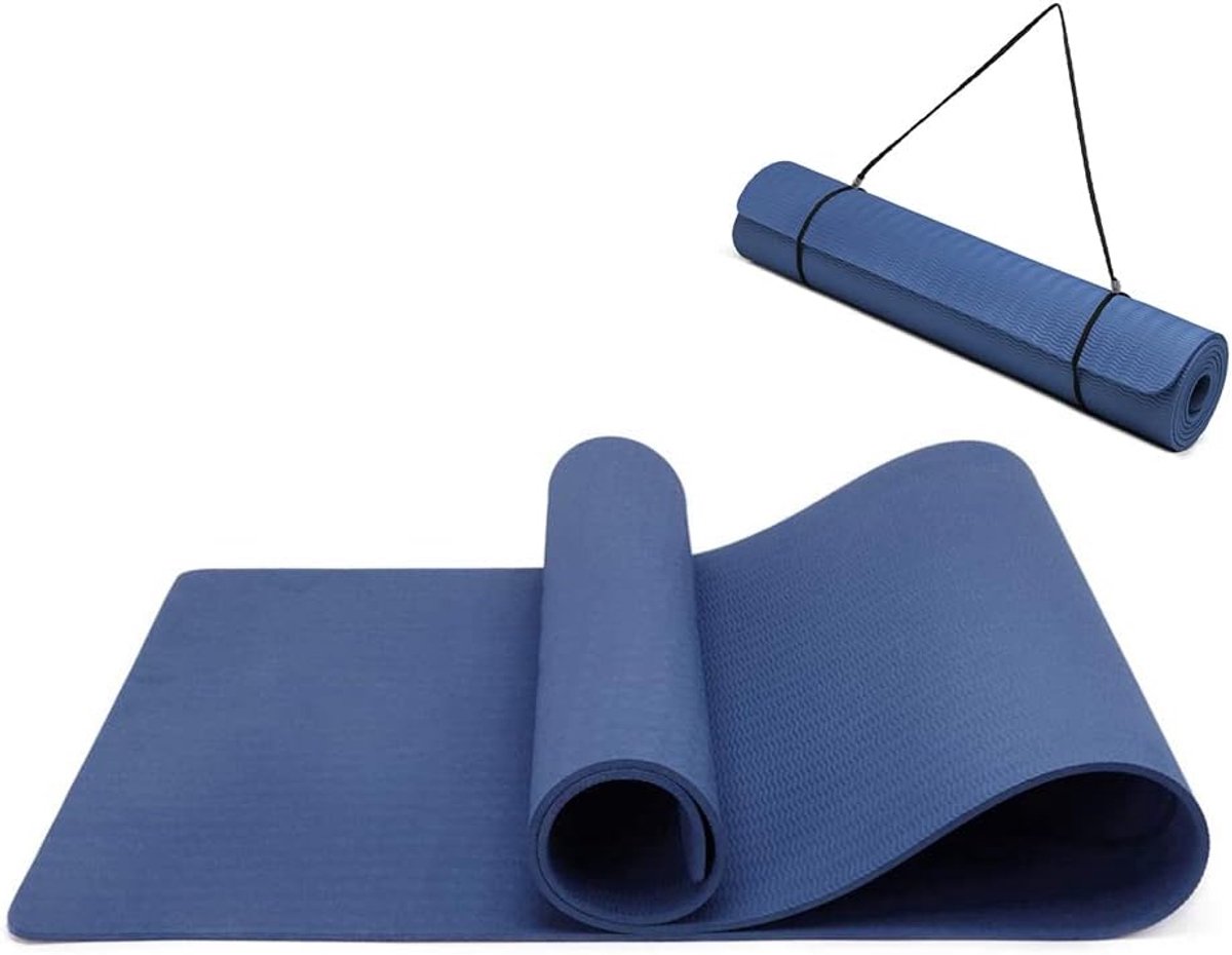 SnelShoppen - Antislip Yogamat 183x61 cm - Milieuvriendelijke TPE Fitnessmat met Draagriem - Ideaal voor Pilates, Yoga en Workout - 6 mm Dikte voor Op