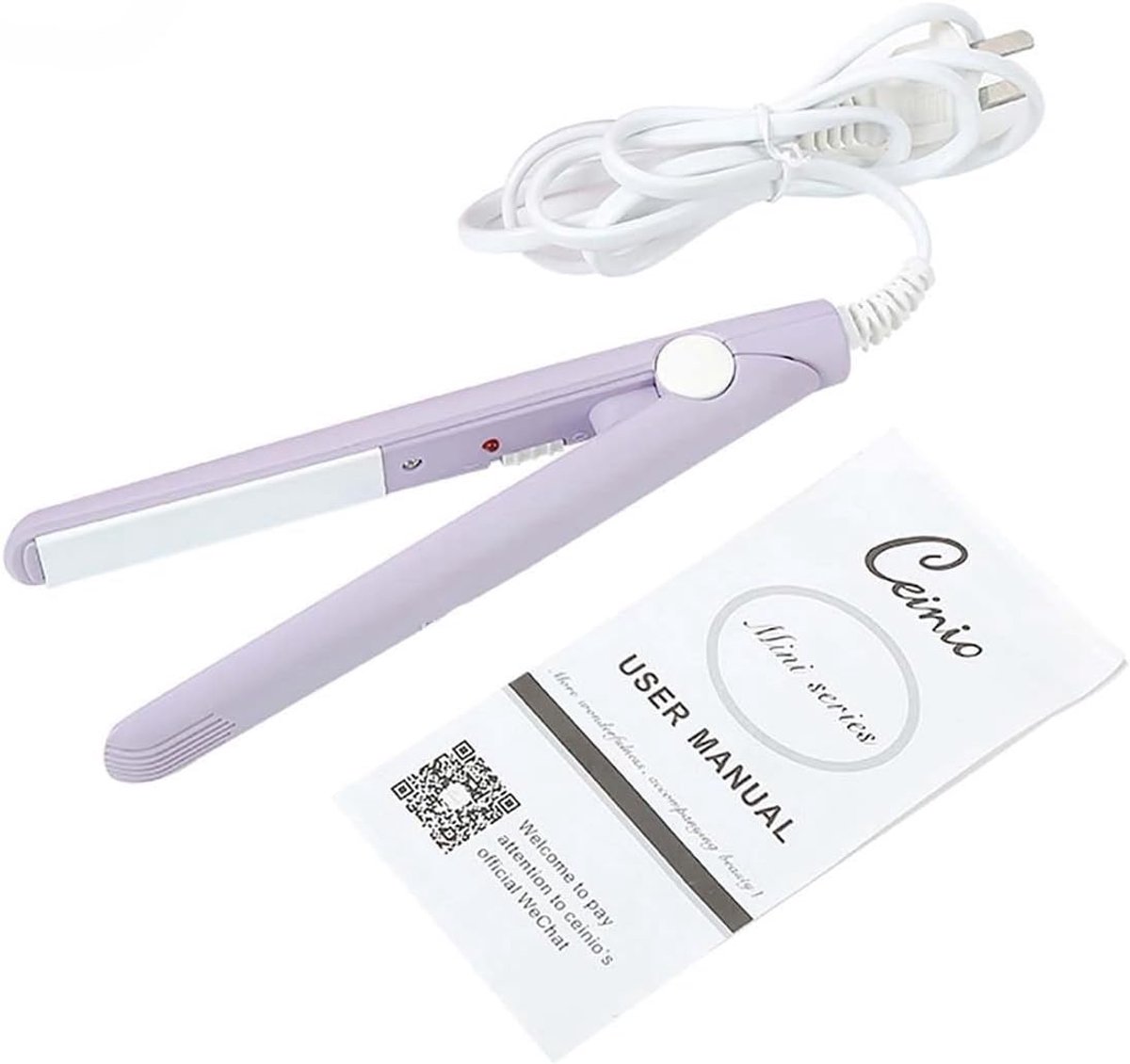 SnelShoppen - 2-in-1 Mini Stijltang Keramiek Toermalijn - Hemelsblauw, Lila - Stijltang voor Thuis, Reizen, Feest - Snelle Styling binnen 2 Minuten