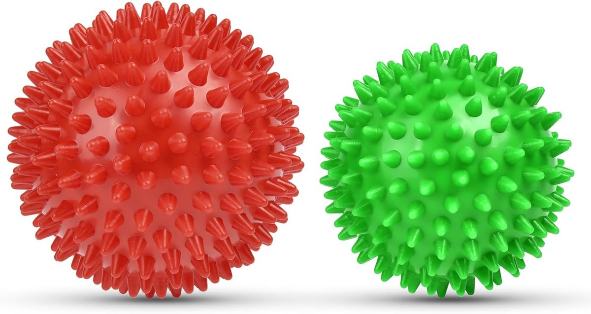SnelShoppen - Fasciabal Set van 2 - Kleine Stekelvarken Massageballen voor Spierspanning - Harde Rubber Noppen Massageballen voor Voeten, Rug, Nek, Ha