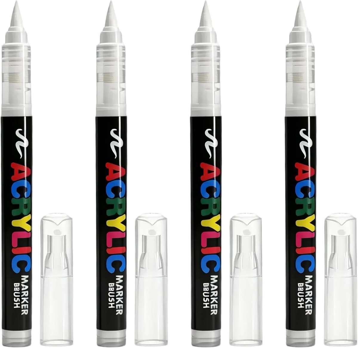 SnelShoppen - 4 Stuks Witte Stoffen Pen, Permanente Markeerstift voor Kleding, Fijne Punt 1-6 mm, Stofmarkers voor Textiel, Witte Verfpen voor Doe-Het
