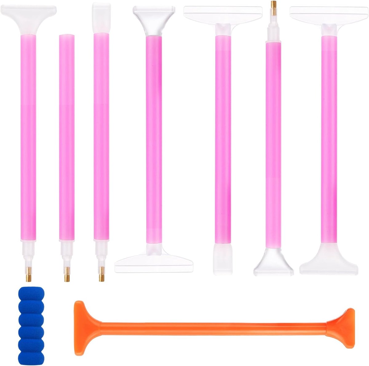 SnelShoppen - 8 stuks Diamond-Paint Pennen 5D DIY Diamant Borduurpen - Perfect voor Diamant Schilderen, Tekenpunt Boor Pen met Rubber Mouw en Correcti