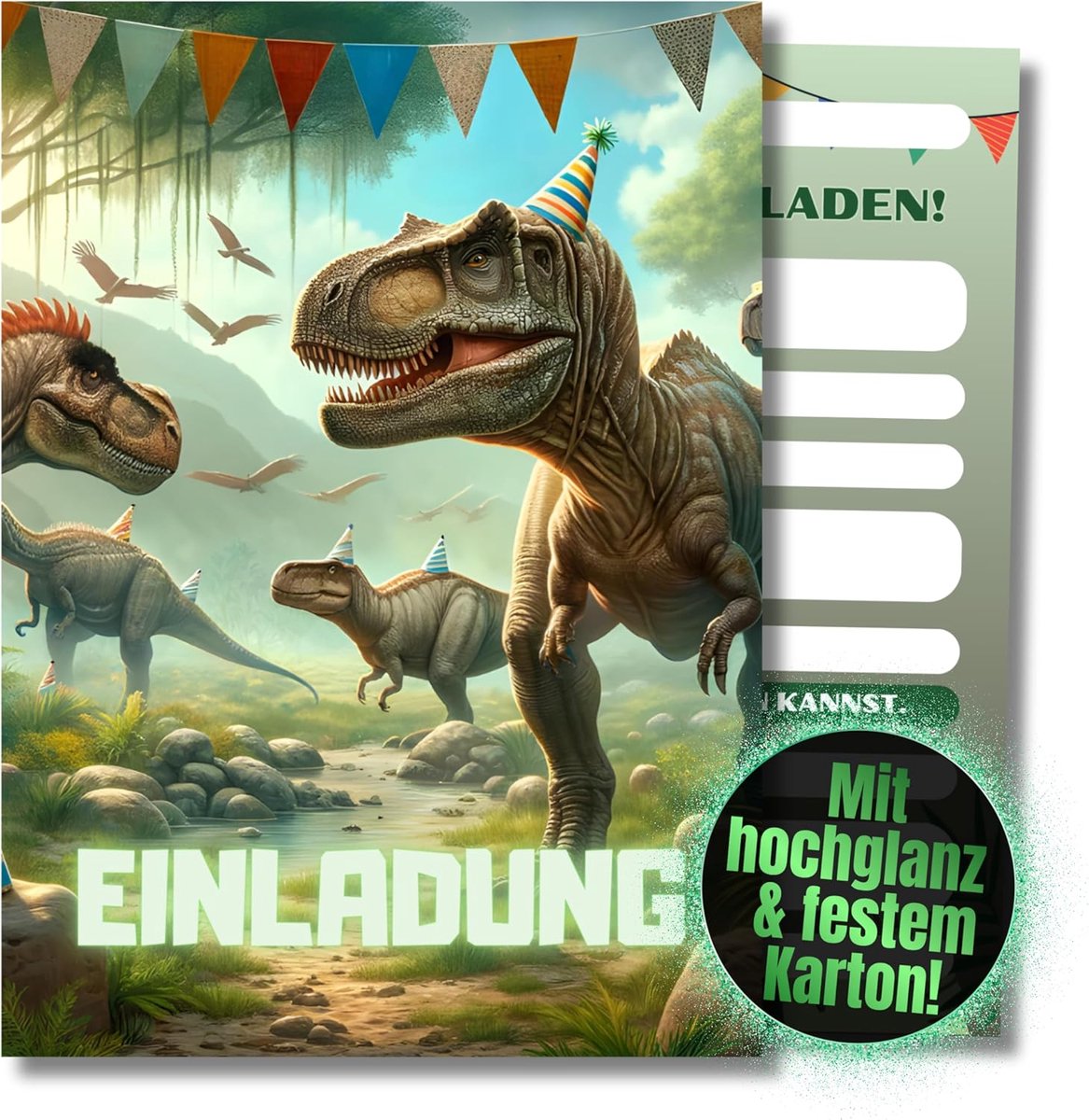 SnelShoppen - Dino Uitnodigingskaarten Kinderen – 12 Stuks DIN A6 – Verjaardag Uitnodigingen Dinosaurus Thema – Perfect voor Kinderfeestjes en Tieners