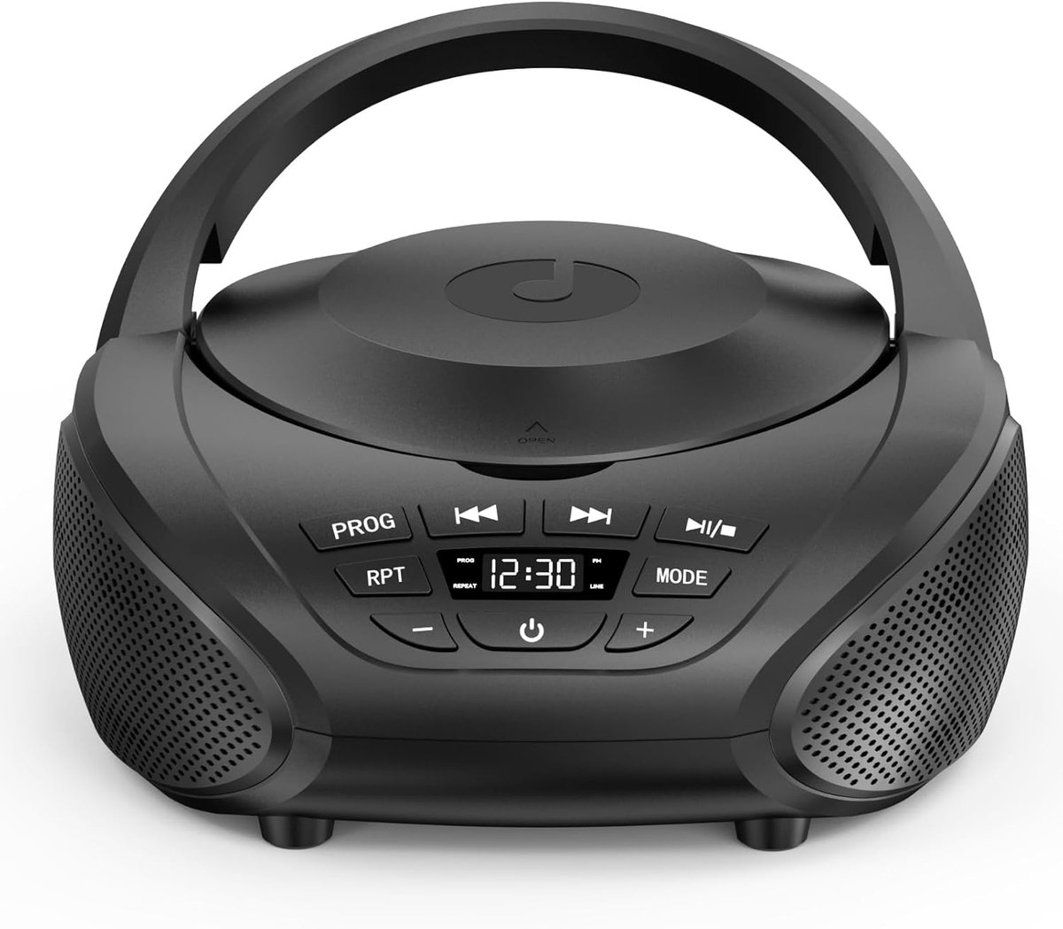 SnelShoppen - Draagbare CD-speler Boombox met Bluetooth 5.1, FM-radio, USB, AUX, Hoofdtelefoonpoort, LCD-display, Afstandsbediening voor Feest, Campin