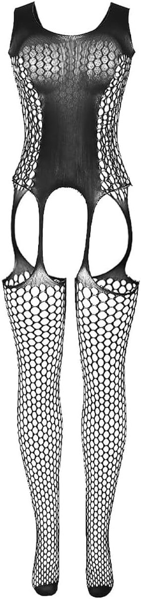 SnelShoppen - Alide Mankini Herenondergoed Visnet, Elastische Bodystocking Nachtkleding met Uitpuilende Zak, Heren Lingerie voor 55-90kg, Ademend en C