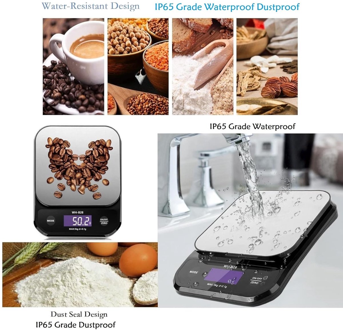 SnelShoppen - Digitale Keukenweegschaal 5kg/0.1g - Nauwkeurige Voedselweegschaal met LED Display - Roestvrij Staal, USB Opladen, Perfect voor Koken en