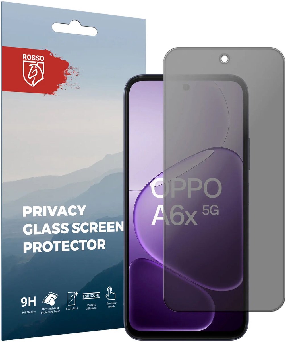 Rosso Privacy Screen Protector Geschikt voor Oppo Reno A6x - 9H Gehard Glas - Case Friendly Tempered Glass - Eenvoudige Installatie