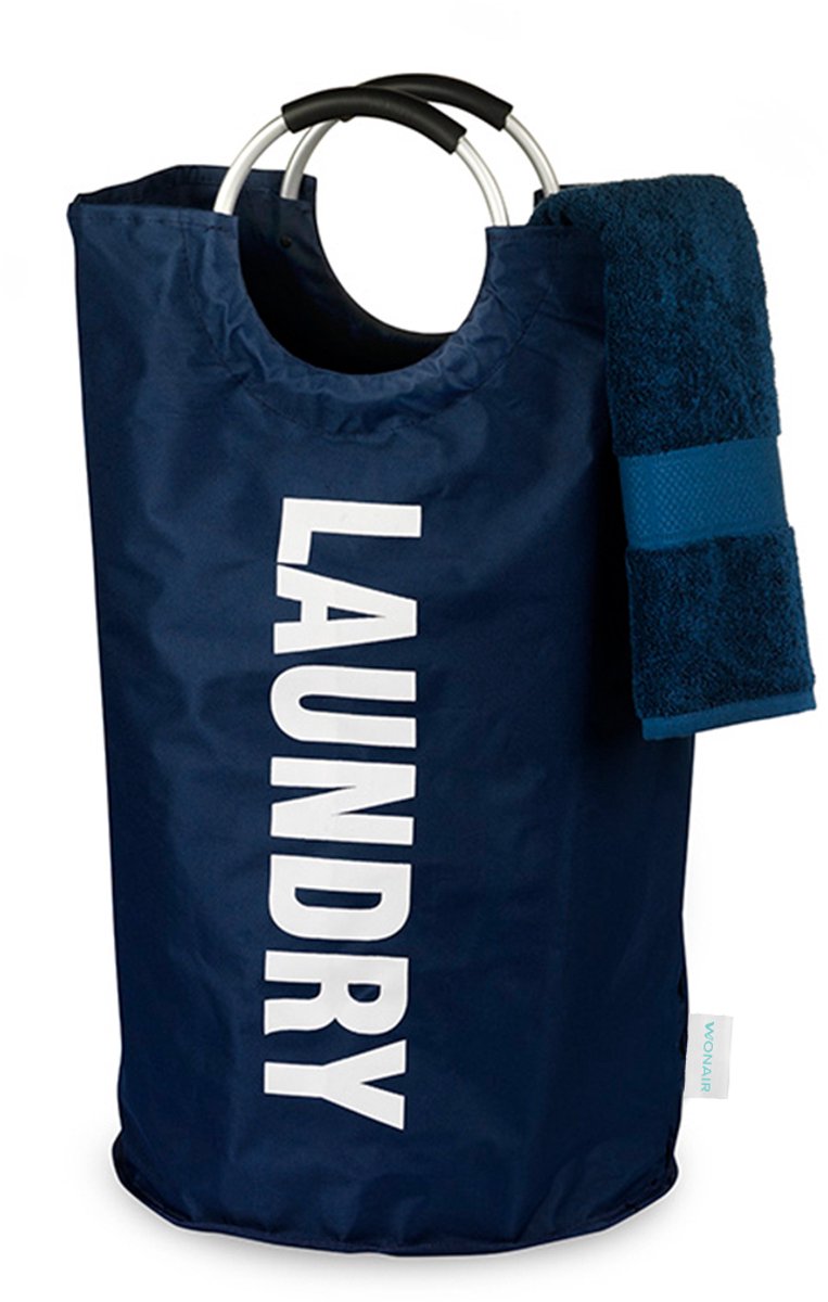 Bol.com Wonair Wasmand – Waszak - Opvouwbaar – Donkerblauw – 81L aanbieding