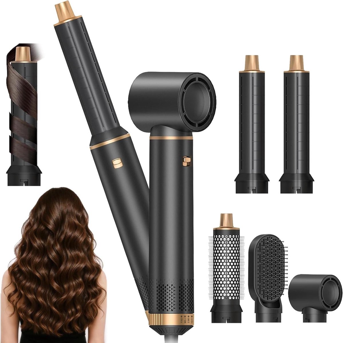 Haarstyler - Warmeluchtborstel - Haar Stijlen - 5-in-1 Functionaliteit - 1000 W - Zwart