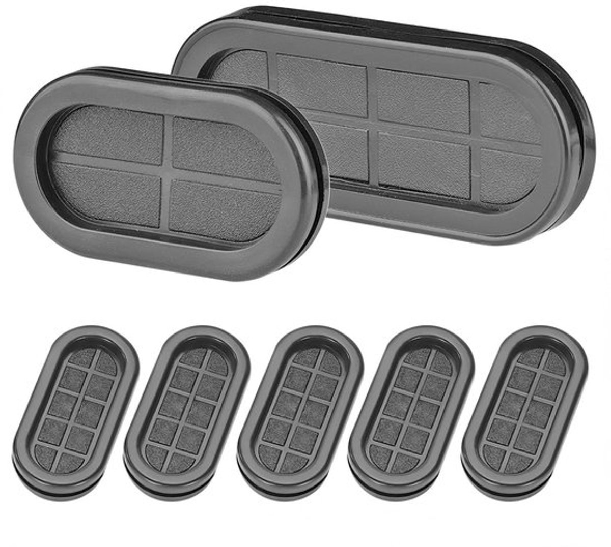 10 stuks rubberen doorvoertules, 25 x 40 mm doorvoertules, ovale draaddoorvoertules, Dubbelzijdige rubberen gatpluggen doorvoertules, zwarte rubberen gatpluggen voor draadkabel