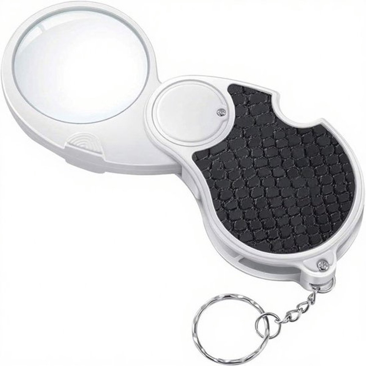 Vergrootglas met licht - Klein verlicht opvouwbaar vergrootglas voor in de zak - 5x draagbare mini-sleutelhangerloep - Leeshobby, reistekeningen- kaart - Flip-lens - 45 mm diameter