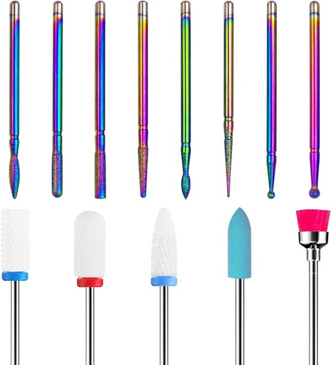 13-delige Set Nagelfrezen voor Gelnagels - Keramische Nagelfrees voor Manicure en Pedicure - Nagelriem-nagelboor - Nageloppervlak Polijsten - 3/32 Inch Nagelbitset