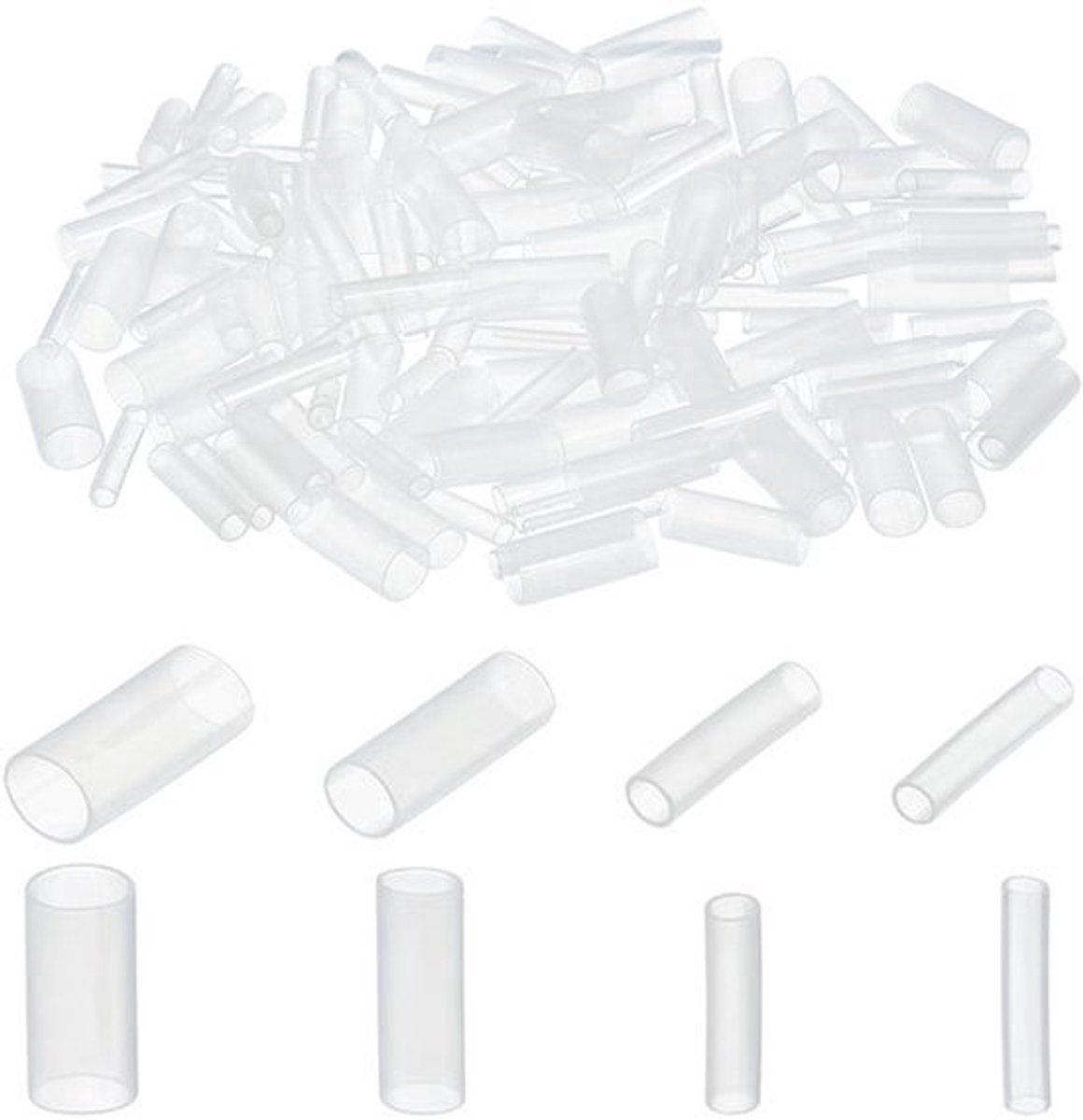 Pastic Aglets 4 Stuks - Vervangtips Voor Schoenveters - Doorzichtig, Diverse Maten