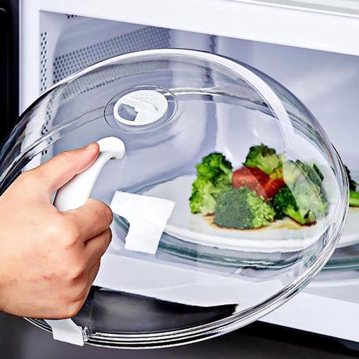 2025 BPA-vrije magnetrondeksel met handvat - Verstelbare stoomgaten 23 x 9,5 cm - Deksel perfect voor kleine en grote magnetrons