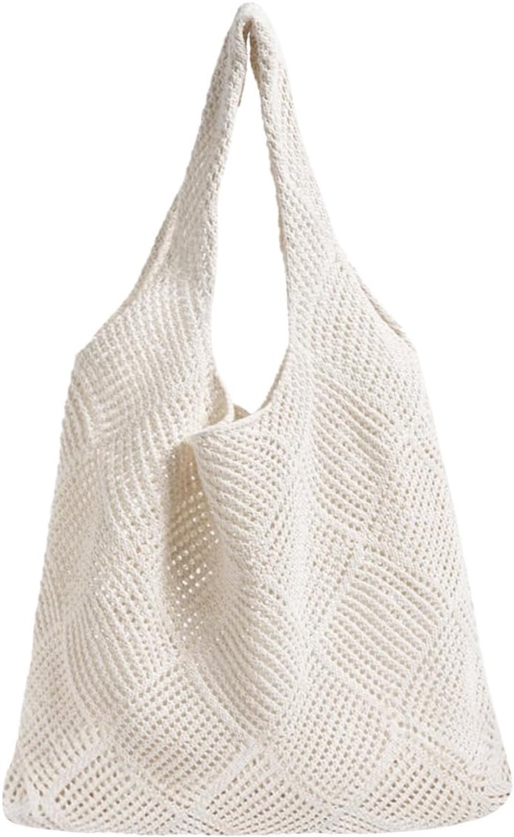 Thijox - Strandtas voor Dames, Gebreide Haaktas, Schoudertas voor Zomer, Vakantie, Reizen, Strand, Lente, Dagelijks Gebruik, Ruime Nettas in Diverse K
