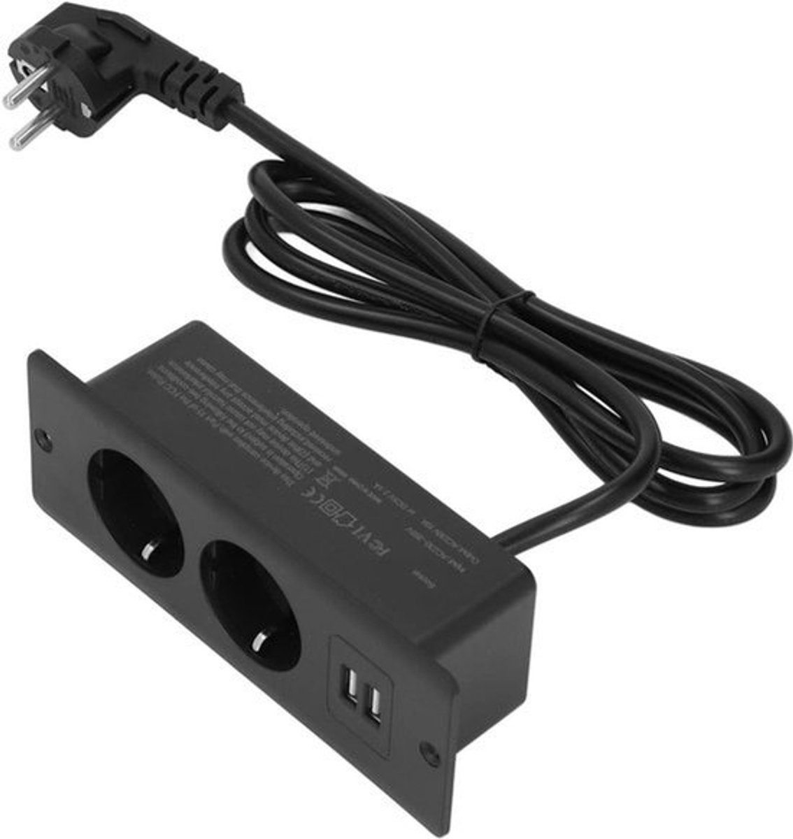 Inbouwstekkerdoos 2 USB 2 AC 230‑265V Conferentie-inbouwcontactdoos Snel Opladende Desktop-krachtcentrale met Kabel van 15 M Ruimtebesparende Oplossing EU-stekker