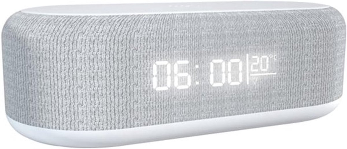 Wekker analoog-wekkers digitaal-4-in-1 draadloze oplader met digitale wekker - 15W vermogen Multifunctioneel snel draadloos oplaadstation met temperatuurweergave Nachtlampje - Wit - 20x9,75x2,4cm
