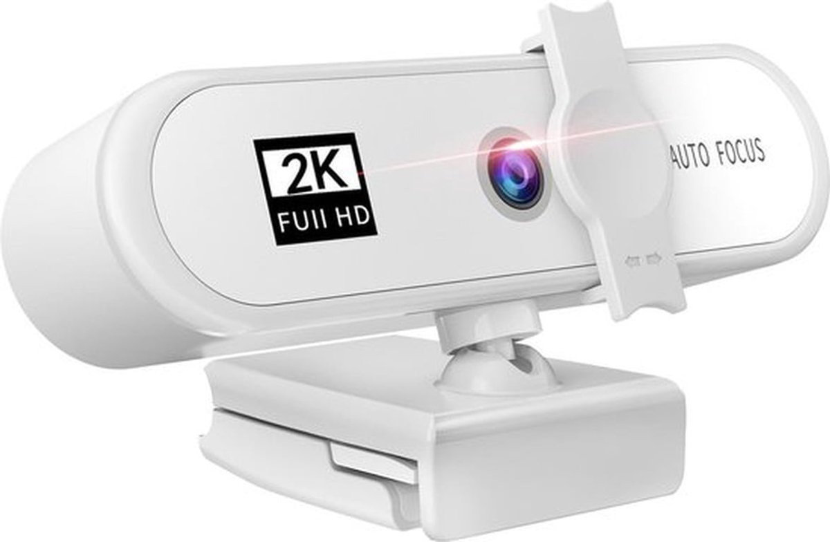Webcam - Full HD - Wit - 2K - Met Cover - FULL HD Camera Usb - Extra veiligheid Cover