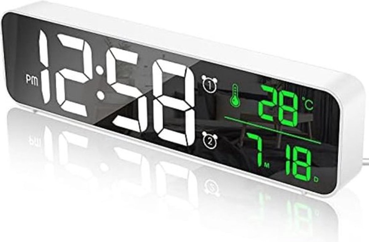 Digitale Klok Slaapkamer - Digitale Wekker - Digitale Klok Met Temperatuur - Zilver