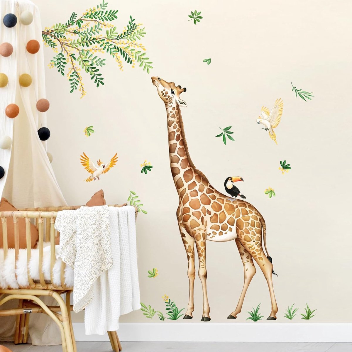 SnelShoppen - Giraffe Muurstickers Jungle Dier Muurdecoratie Luipaard Herten Safari Peel en Stick Art voor Baby Nursery Kids Slaapkamer Speelkamer Kin