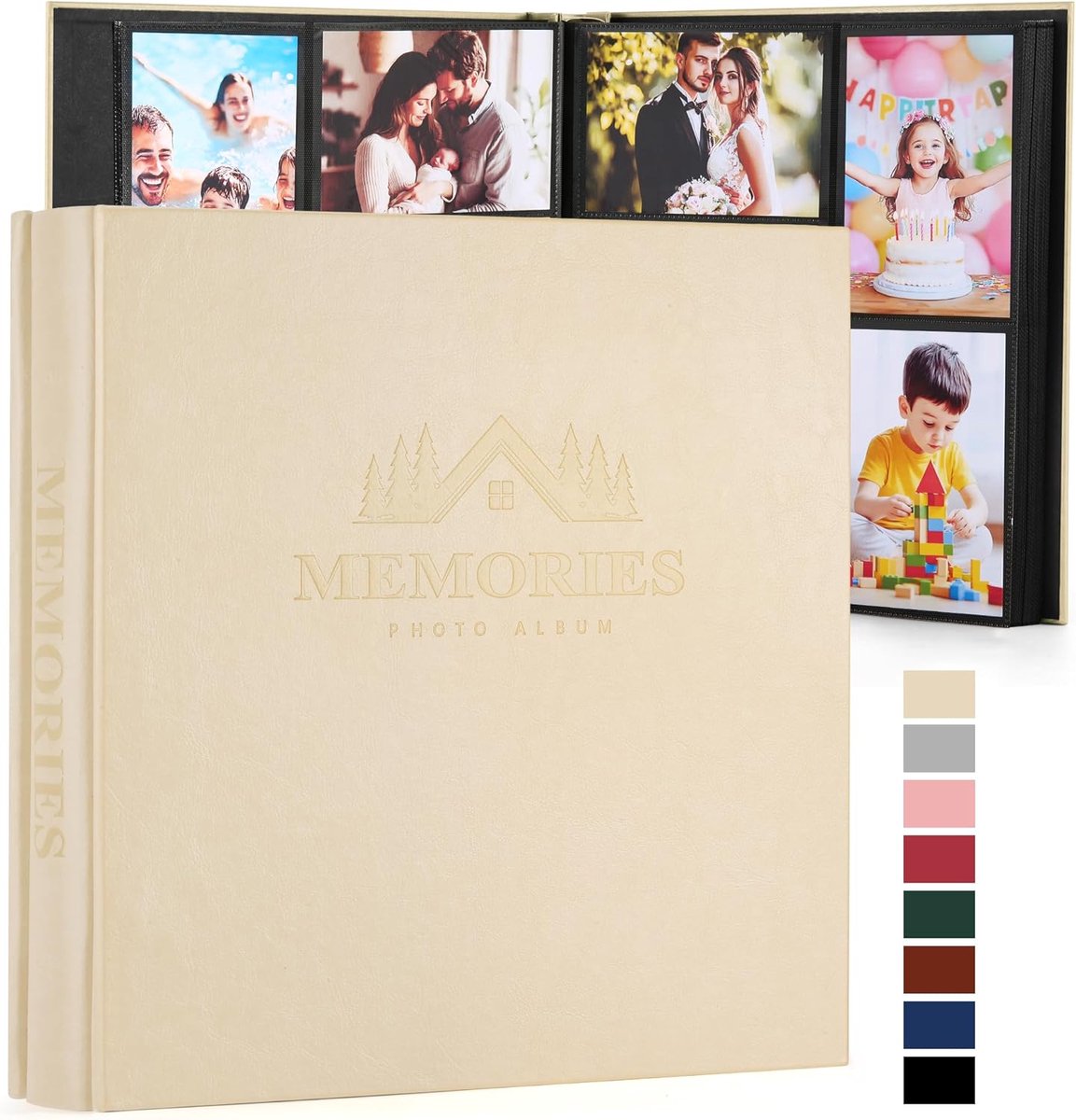 SnelShoppen - Fotoalbum Instekalbum Kunstleer 10 x 15 cm voor 600 Foto's met Elegant Reliëf - Groot Herinneringsboek voor Bruiloft, Baby, Familie en F