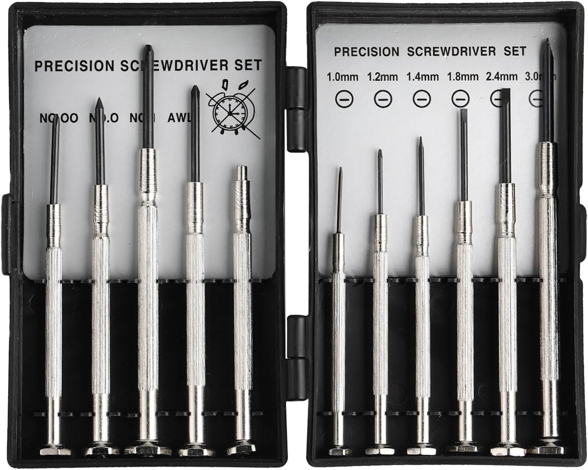 SnelShoppen - 11-in-1 Precisieschroevendraaierset voor Brillen, Horloges, Telefoons en Elektronische Reparaties - Kleine Magnetische Schroevendraaiers