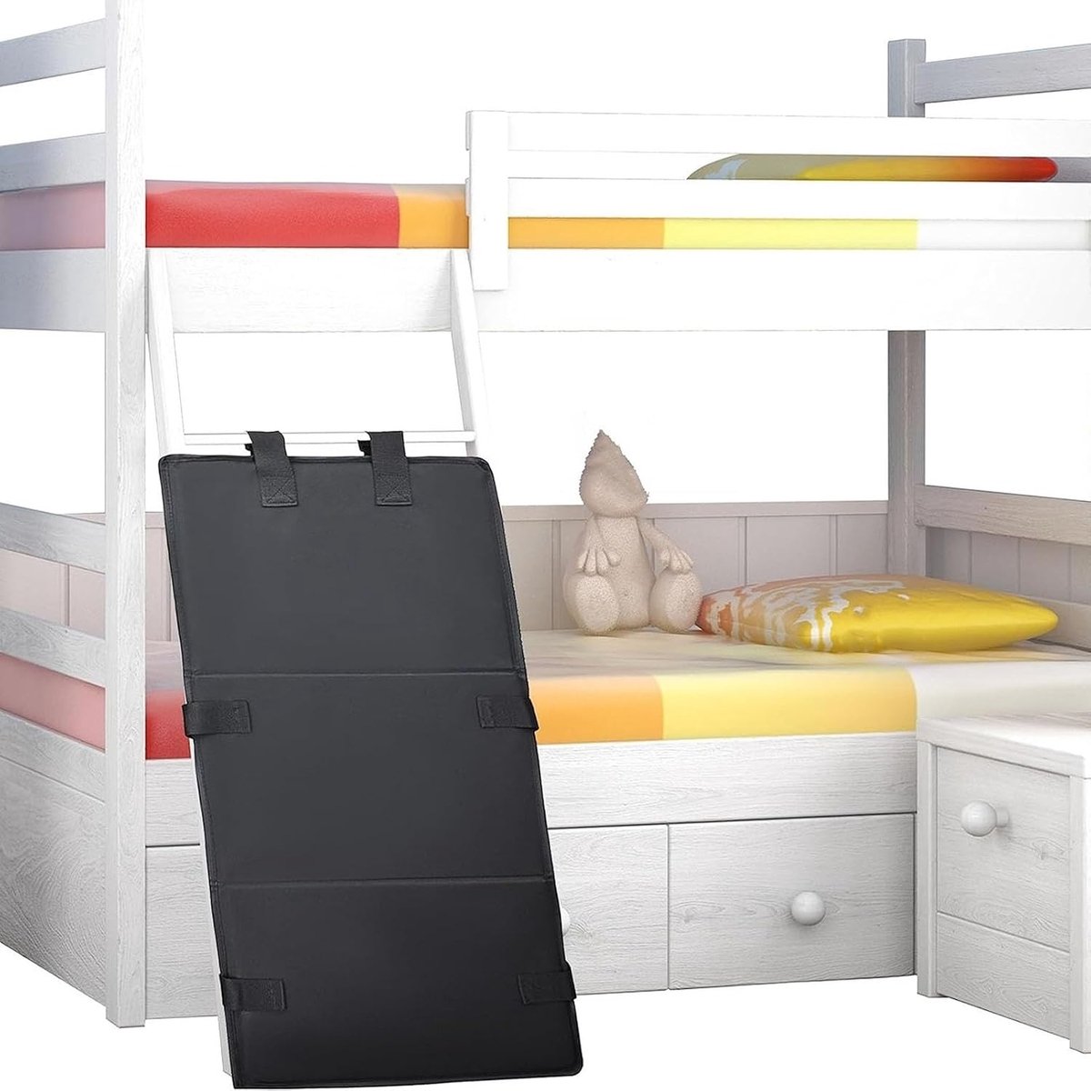 Bedhekje voor stapelbed - Veiligheidshekje - kindveilig - 600D Oxford - 6 verstelbare riemen - opvouwbaar - zonder gereedschap - voor kinderkamer en peuterspeelzaal