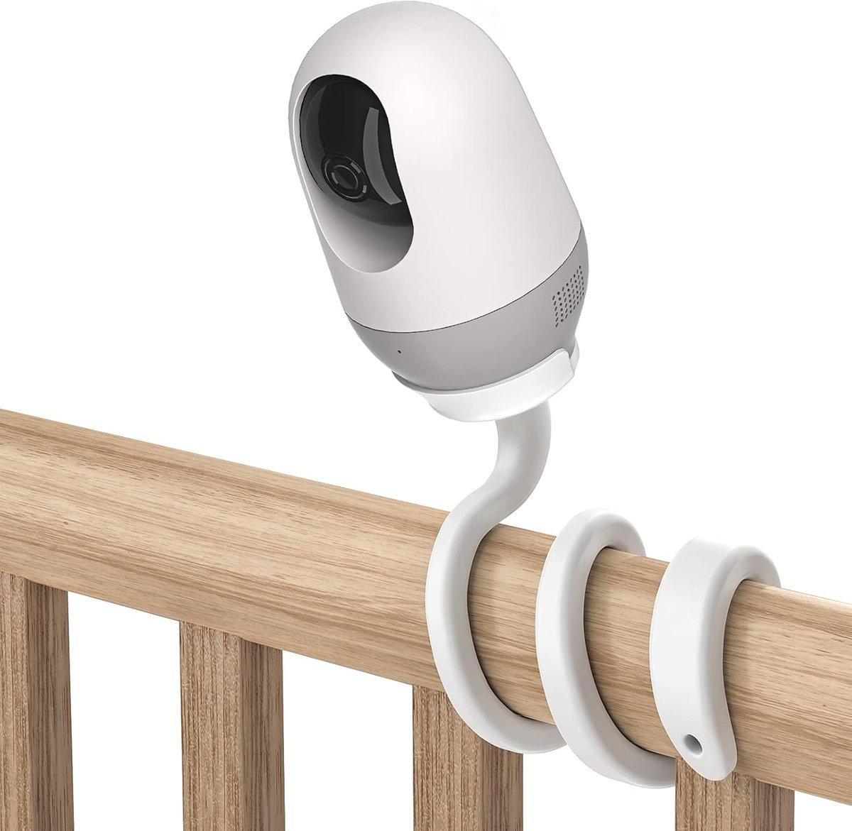 SnelShoppen - Flexibele Babymonitorhouder voor Babyfoon met Camera, Geen Boren Nodig, Wit, Ideaal voor Wiegbed en Binnencamera