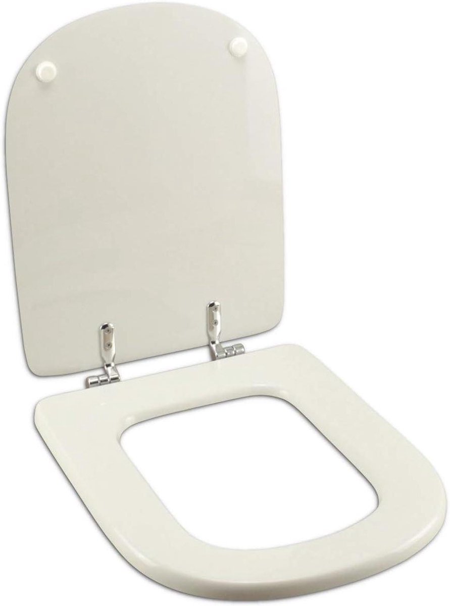 WC-bril hout - Toiletzitting deksel - Badkamer vernieuwen - Gecoat polyester - Ovaal - Wit