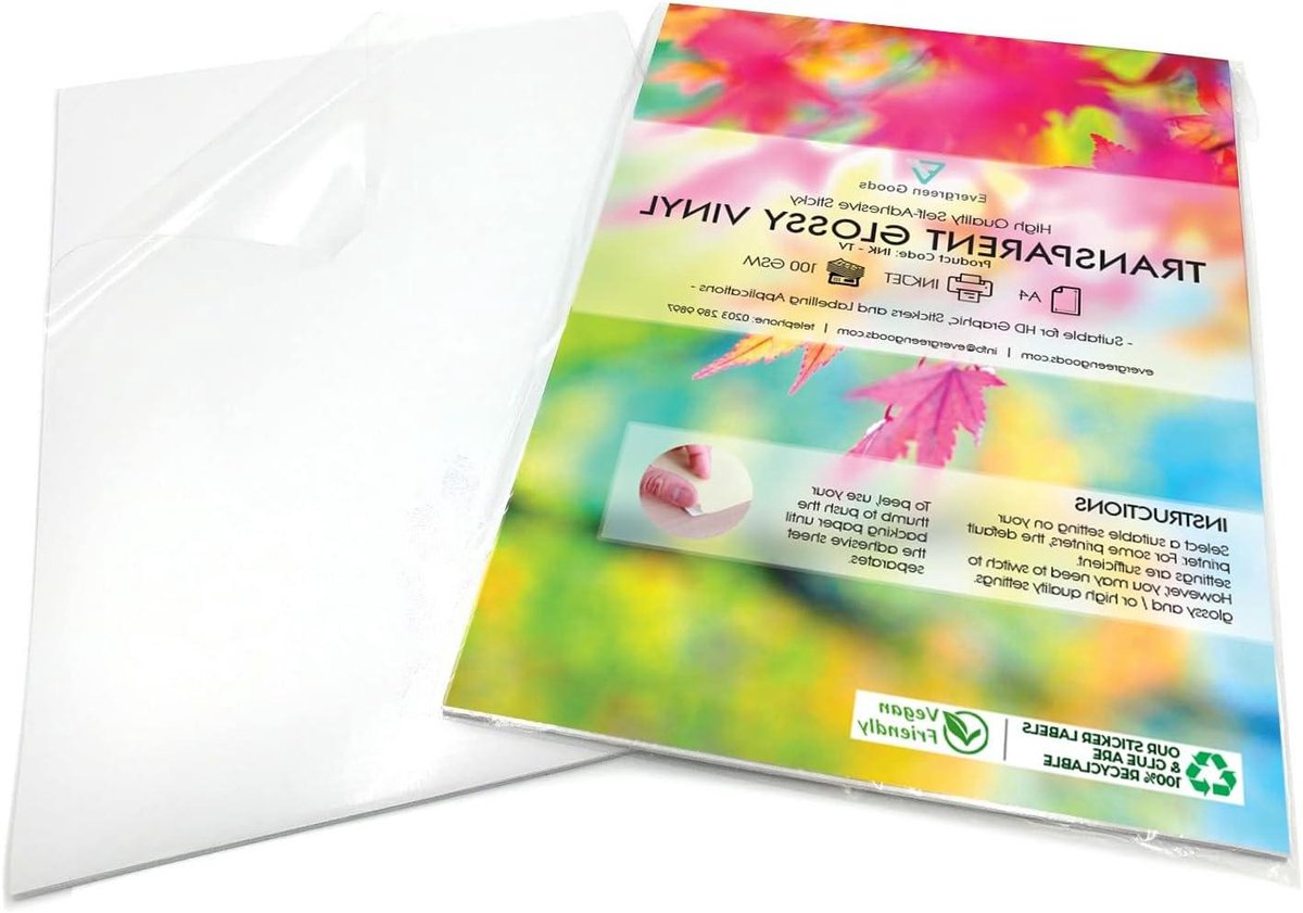 Transparante Stickers - Vinyl Vellen - Eigen Labels Maken - Inkjet Printbaar - 10 A4 Vellen - Transparant