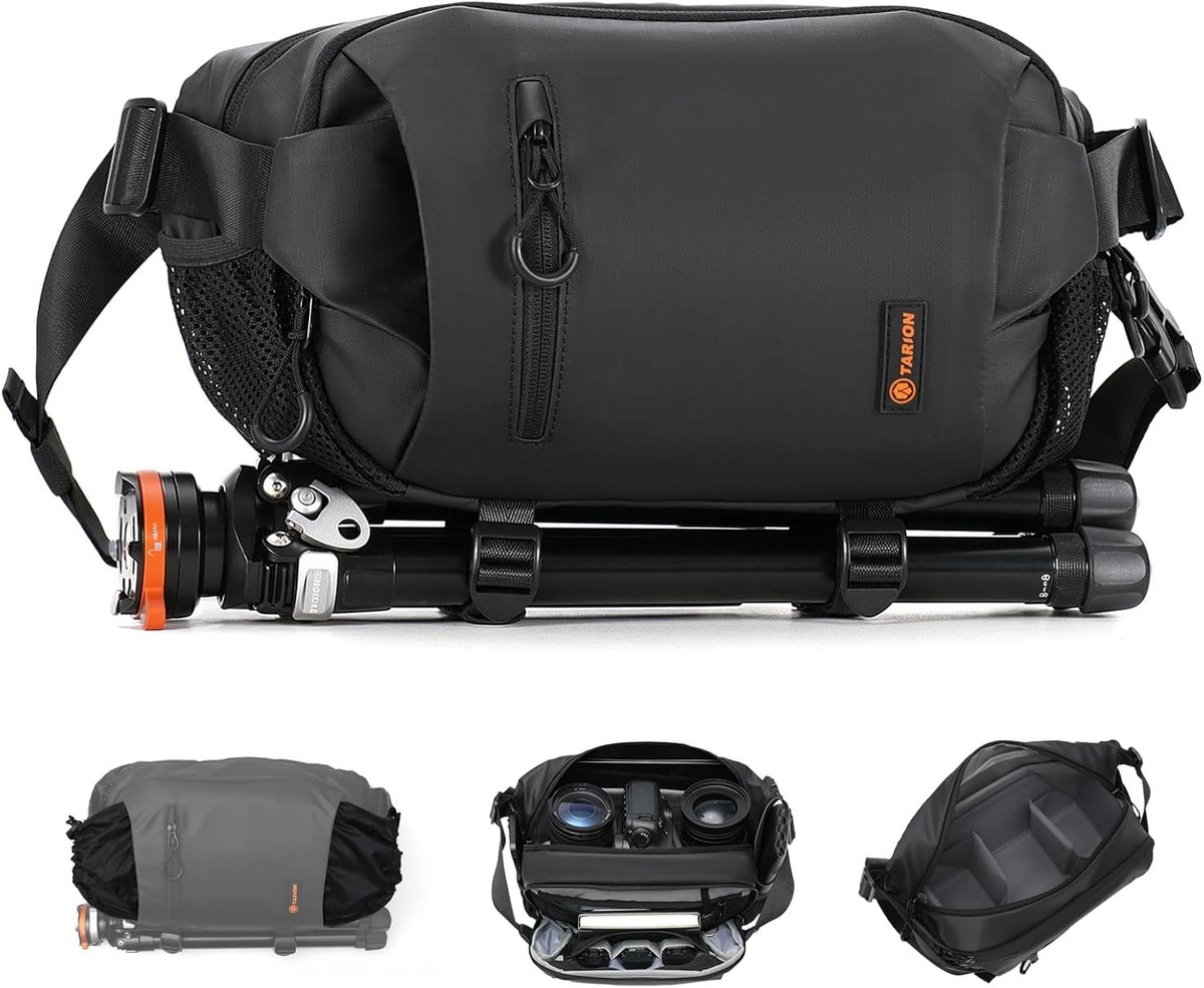 Thijox - TARION Outdoor Camera Messenger Bag 5L - Crossbody Camera Sling Bag met Statief Houder, Gewatteerde Riem, Verwijderbare Verdelers, Uitbreidba