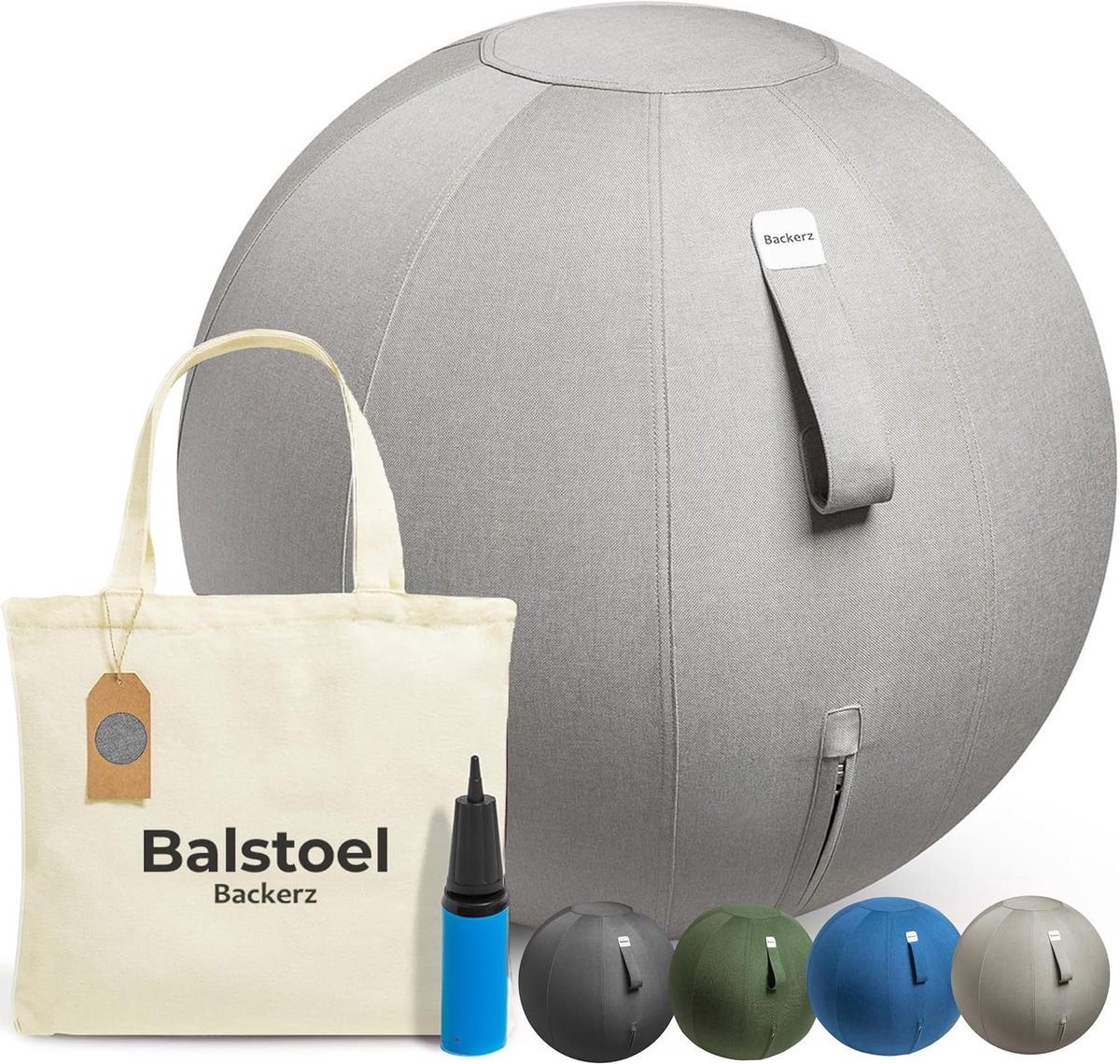 SnelShoppen - Ergonomische Zittende Bal 75 CM - Luxe Yoga Bal met Hoes - Lichtblauw en Lichtgrijs - Perfect voor Thuis en Kantoor - Actief Zitten voor
