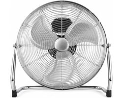 Vloerventilator Krachtig en Verstelbaar – Metalen Ventilator – 2 Snelheden – 90 W – 120° Kantelbaar – Zilver