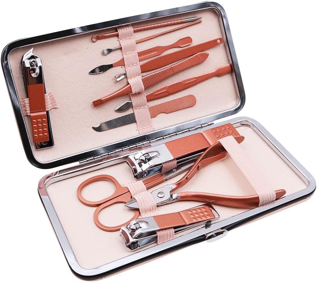 SnelShoppen - Manicure Set 12 Stuks - Professionele Pedicure Kit met Roestvrij Stalen Nagelknippers en PU Lederen Case - Draagbare Nail Care Kit voor