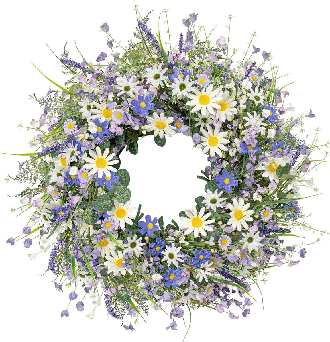 Lentekrans - Bloemenkrans - Woondecoratie - Groot formaat - 70 cm - Multicolor