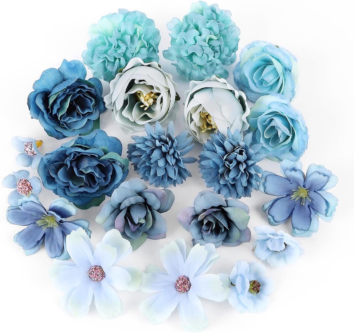 SnelShoppen - Kunstbloemkoppen 20 Stuks - Zijde Bloemen voor Bruiloft, Feest, DIY Bloemstukken - Duurzaam en Levendig Decoratie Materiaal